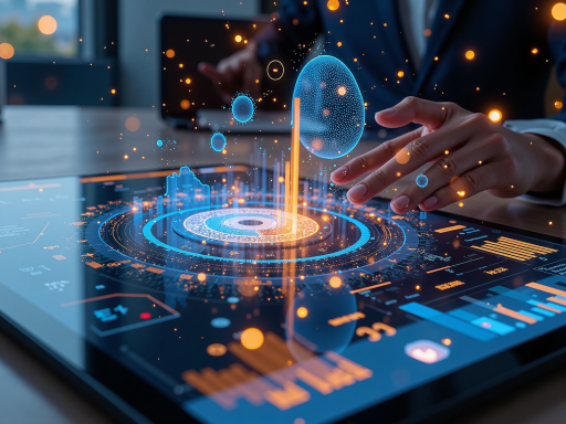 未来科技概念图，展现数字化转型和科技创新的发展前景，体现公司的远大愿景